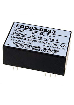 FDD03-05S3, ��������������� DC/DC, 2.5��, ���� 36:72�, ����� 5�/500��, �������� 1500� DC, ������ DIP