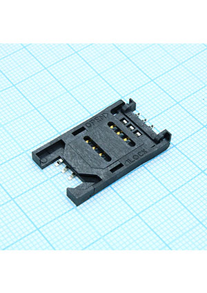 KLS1-SIM-010-6P-1-R, SIM Card Connector Type; Without peg;Taping;6P;RoHS