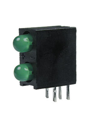 Kingbright L-934DB/2GD, 2 светодиода зеленых 40  d=3мм 20мКд 565нМ индикаторы в корпусе