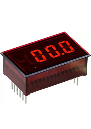 Murata PS DMS-20PC-0-RL-C, Вольтметр цифровой, измерительная головка до 200мВ, приглушенный красный цифровые головки