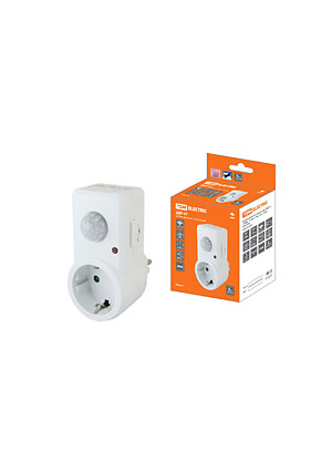 TDM ELECTRIC SQ0324-0027, Датчик движения розеточный (ДДР-01) 1200Вт, 10-420с, 2-9м, 3+лк, 120гр, IP20 датчики движения