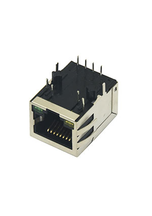 KLS SK02-111015NL (KLS12-TL002-1x1-G/G-1-03), Розетка 8P8C (RJ45) со светодиодами и трансформатором разъемы телефонные и сетевые