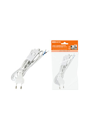 TDM electric SQ1305-0001, шнур питания плоская вилка ШУ01В с выключателем 2х0.75мм2 2м шнуры сетевые