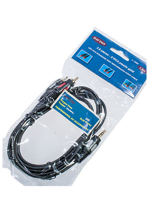 3-0299-1.5, ���� A/V �� 3.5 st-2 RCA plastic-gold, 1.5 �