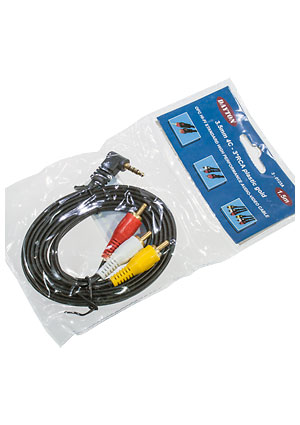 3-0123A,  A/V  3.5 st 4-3 RCA, plastic-gold, d=3.2 , 1.5 