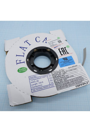 CONNFLY DS1057-09A282R, Шлейф FRC-09-30/1.27mm/30.5m/серый кабель плоский