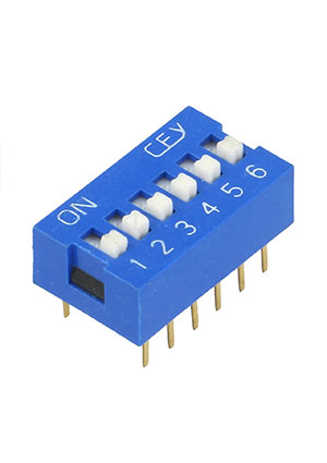 Китай DS-06 (SWD1-6), DIP-переключатель 6 полюсный PIANO, красный DIP-переключатели