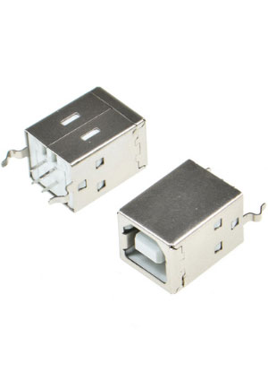 Китай USBB-1FV, USB разъем тип В гнездо верт.на плату разьемы USB