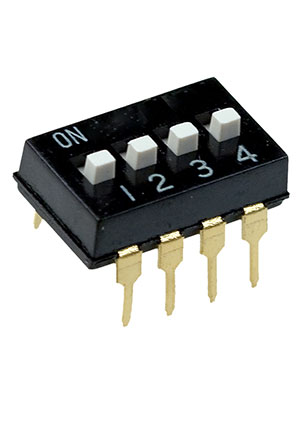 Китай DS-04P, DIP переключатель 4 контакта шаг 2.54мм (ADE0404 ) DIP-переключатели
