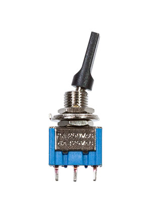 Daier MTS-102-E1, тумблер ON-ON, 3 контакта на провод пласт.рукоятка тумблеры