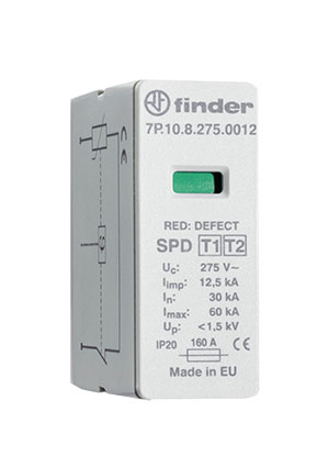 Finder 7P.10.8.275.0012, Cменный модуль для Устройств защиты от импульсных перенапряжений; варистор (275В A реле времени, таймеры
