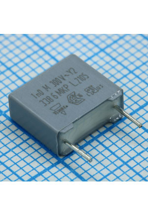VISHAY BFC233860102, фильтр Y2 0.001uF 20% 300Vac e:7.5mm конденсаторы помехоподавляющие