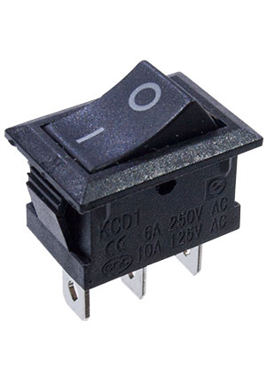 Китай KCD1, переключатель 3 контакта 250В 6А on-off черный переключатели клавишные