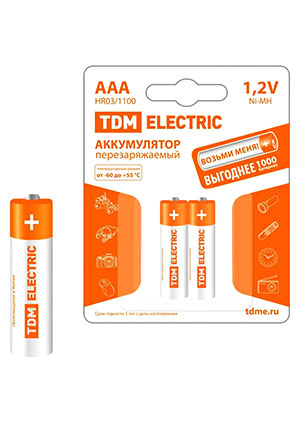 TDM electric SQ1702-0076, Аккумулятор AAA-1100 мАч Ni-MH аккумуляторы