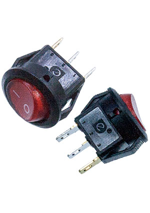 Китай KCD5-101N-2, переключатель 3 контакта 12В on-off, красный (SMRS-101) переключатели клавишные