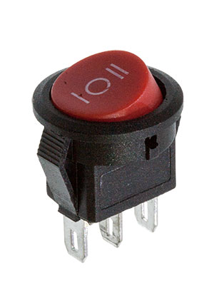 DAIER KCD5-2-1-03-C3-RB, переключатель 3 контакта 12В/6.0А красный круглый переключатели клавишные
