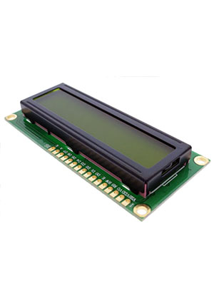 Китай LCD1602A, дисплей зеленый, 5В, 2 строки по 16 символов 5В 80х35х11мм ЖК индикаторы цифровые