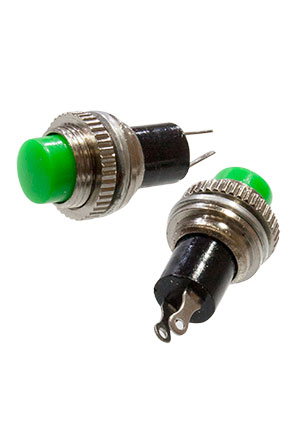 КИТАЙ DS-314, Кнопка, 2 конт., OFF- (ON), без фикс., 250В/0,50А, зеленый кнопки с подсветкой
