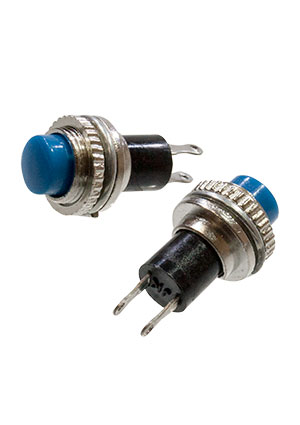 КИТАЙ DS-314, Кнопка, 2 конт., OFF- (ON), без фикс., 250В/0,50А, синий кнопки с подсветкой