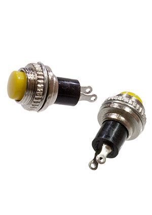 КИТАЙ DS-314, Кнопка, 2 конт., OFF- (ON), без фикс., 250В/0,50А, желтый кнопки с подсветкой