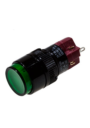 DECA D16LMR1-1abJG, кнопка без фиксации 250В 5А LED подсветка 12В зеленая кнопки с подсветкой