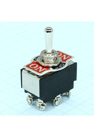 Jietong Switch KN3(B)-223A-A3, Тумблер (ON)-OFF-(ON) (10A 250VAC) DPDT 6P тумблеры