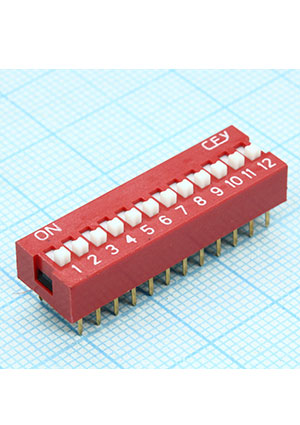 Connfly DS1040-12RN, DIP переключатель 12pin красный DIP-переключатели