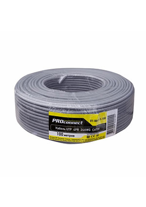 01-0043-3-100, ������ ����� ���� ����������, U/UTP, CCA, CAT 5e, PVC, 4PR, 24AWG, INDOOR, SOLID, ���