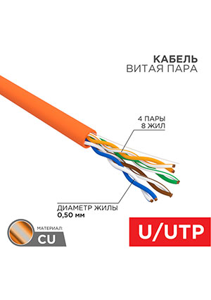 01-0049, ������ ����� ���� U/UTP, CAT 5e, LSZH ��(�)-HF, 4PR, 24AWG, INDOOR, SOLID, ���������, 305�