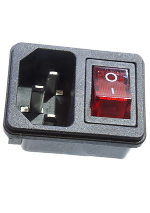 REXANT RWG-112 36-2270, вилка сетевая на корпус с выключателем 250В 10А (4с) ON-OFF красный с подсветкой и разъемы сетевые