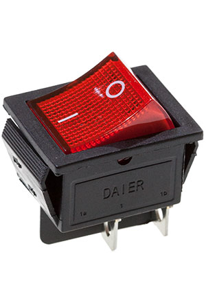 Daier KCD2-201/N, переключатель 15A 220В ON-OFF 4 контакта красный переключатели клавишные