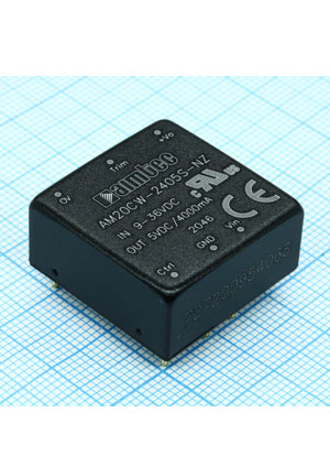 AM20CW-2405S-NZ, DC/DC, 20��, ���� 9:36�, ����� 5�/4�, �������� 1500� DC, ��� 90%, ������������ ����