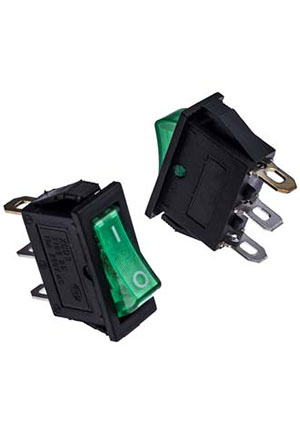 RUICHI KCD3-101N-C3-G/3P ON-OFF, зеленый переключатели клавишные