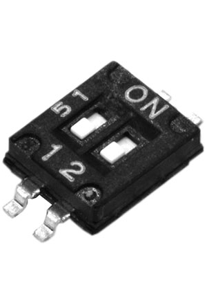 OMRON A6H-2101, DIP переключатель 1,27мм 2 конт. 0.025A 24VDC SMD DIP-переключатели