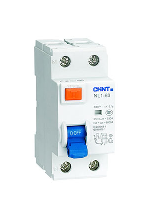 CHINT 200214, УЗО NL1-63 2P 63A 30mA 6kA тип AC (DB) УЗО