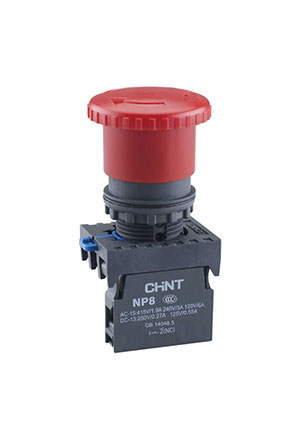CHINT 667210, Кнопка управления Грибок d40мм NP8-01ZS/14 фикс., красная, 1НЗ, IP65 кнопки аварийные