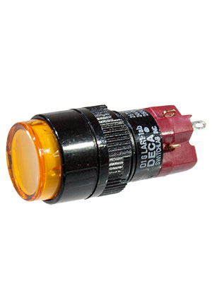 DECA D16LAR1-1ABKY, кнопка с фиксацией и LED подсветкой 250В 5А желт. кнопки с подсветкой