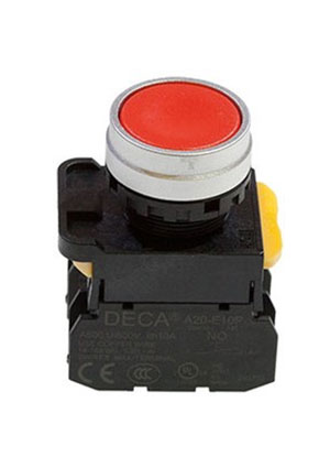 DECA A204B-M1E21R, выключатель кнопочный красный кнопки с подсветкой