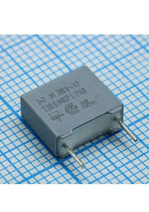 VISHAY BFC233860222, фильтр Y2 0.0022uF 20% 300Vac p:7.5mm конденсаторы помехоподавляющие