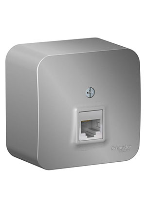 Systeme Electric BLNIA045003, Розетка компьютерная 1-м ОП Blanca RJ45 кат.5E с изолир. пластиной алюм. SE BLNIA045003 розетки информационные