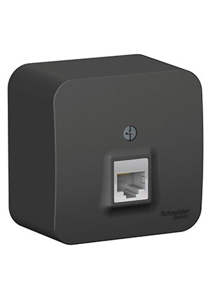 Systeme Electric BLNIA045006, Розетка компьютерная 1-м ОП Blanca RJ45 кат.5E с изолир. пластиной антрацит SE BLNIA045 розетки информационные