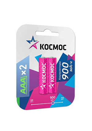 КОСМОС KOCR03NIMH(900MAH), Аккумулятор AAA/R03 900мА.ч NI-MN BP-2 (блист.2шт) КОСМОС KOCR03NIMH(900MAH) аккумуляторы