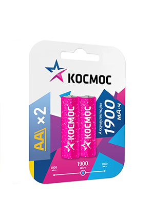 КОСМОС KOCR6NIMH(1900MAH), Аккумулятор AA/R6 1900мА.ч NI-MN BP-2 (блист.2шт) КОСМОС KOCR6NIMH(1900MAH) аккумуляторы