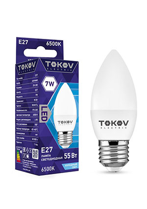 TKE-C37-E27-7-6.5K, ����� ������������ 7�� �37 6500� �27 176-264� TOKOV ELECTRIC TKE-C37-E27-7-6.5K