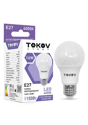 TKL-A60-E27-16-4K, ����� ������������ 16�� �60 4000� �27 176-264� (TKL) TOKOV ELECTRIC TKL-A60-E27-1