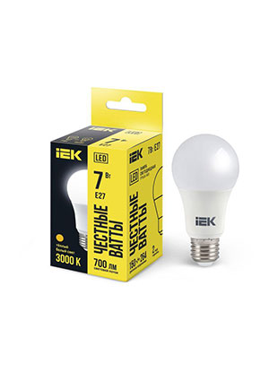 LLE-A60-7-230-30-E27, ����� ������������ A60 7�� ����������� 3000� ����. ���. E27 630�� 230-240� IEK