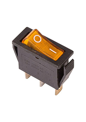 Rexant 36-2212, Выключатель клавишный 250В 15А (3с) ON-OFF RWB-404 SC-791 IRS-101-1C желт. с подсветкой Rex кнопки управления