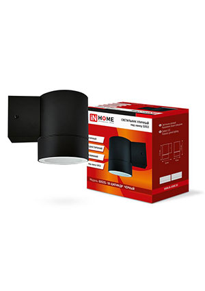 IN HOME 4690612023519, Светильник НБУ ЦИЛИНДР-1xGX53-BL 16Вт IP54 230В уличный настен. односторон. под лампу уличное и дорожное освещение