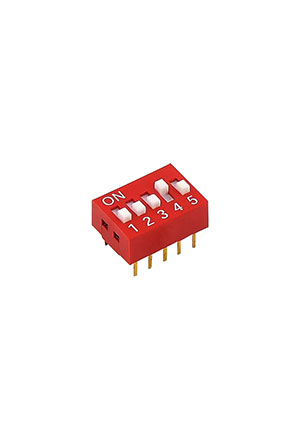 KLS KLS7-DS-05, (SWD1-5, DS-05) DIP переключатель 5 поз. шаг 2.54мм DIP-переключатели