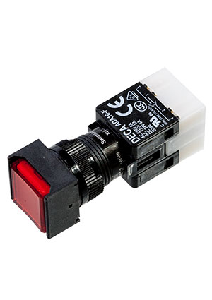 DECA ADA16S6-AS2-A2KR, кнопка с фиксацией 250В 5А красная кнопки с подсветкой